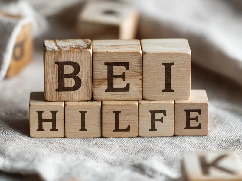 Holzw&uuml;rfel mit den Buchstaben des Wortes Beihilfe