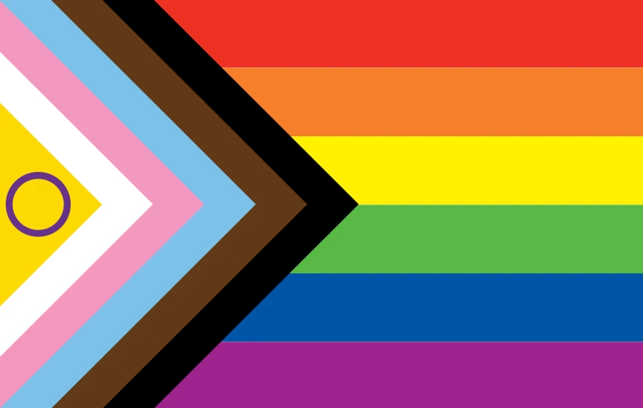 Progress-Pride-Flagge mit Intersex-Symbol